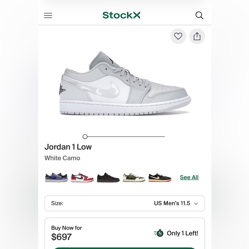 Jordan 1 Low - White Camo